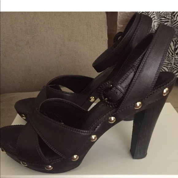 YSL BROWN LEATHER HEELS SIZE 9